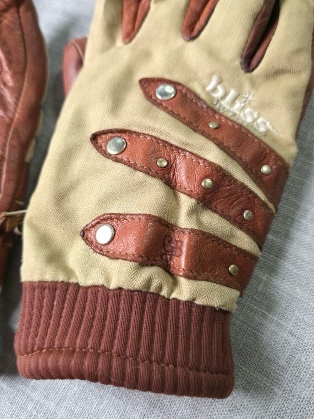 Level Brand Bliss GB Pipe Leather Ski Snowboard Gloves Brown Tan Small S - Picture 5 of 10